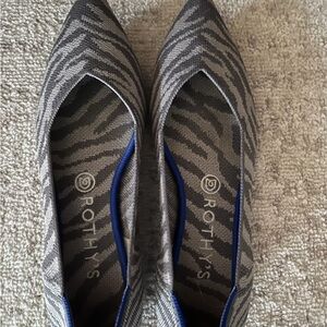 Rothy's Zebra Pattern Flats with Blue Trim